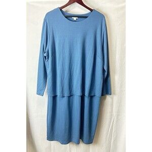 Pure Jill Womens 2X Blue Long Sleeve Soft‎ Dress NWT